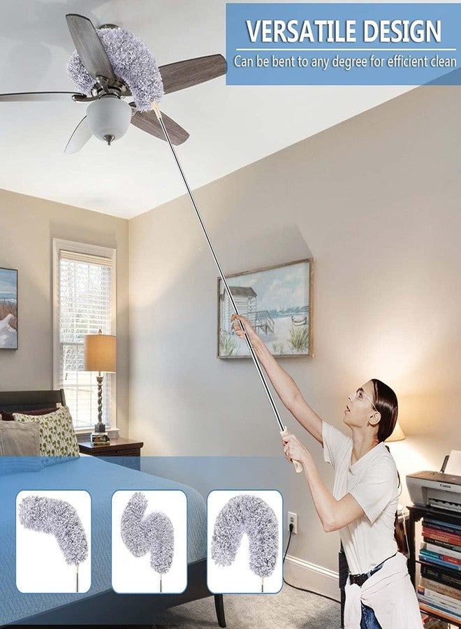 Brixal Microfiber Feather Ceiling Duster for Dust Cleaning Extendable Pole 30-100 Inch Anti Scratch Bendable Head Brush for Cleaning High Cobweb Stick high Ceiling Fan (100 inch Fan mop) - Image 3